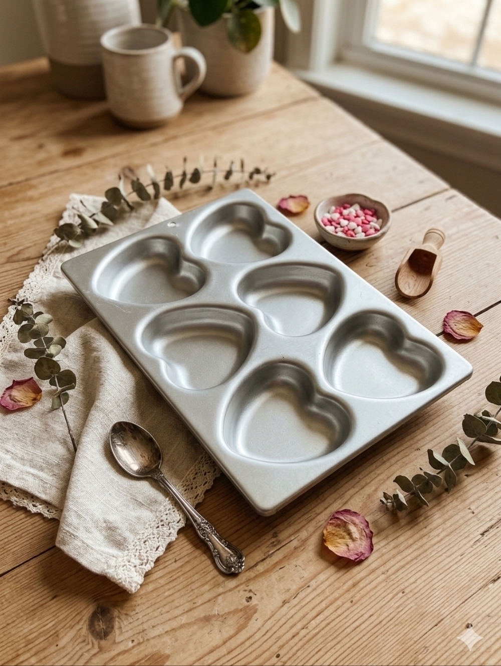 Wilton Size 12" x 8" 6 Cavity Heart Aluminum Vintage Cake Pan 508-1104 Wedding